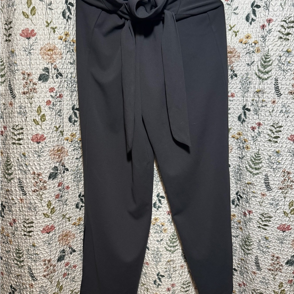Soho Elegant Grey Women's Pants with Waist Tie